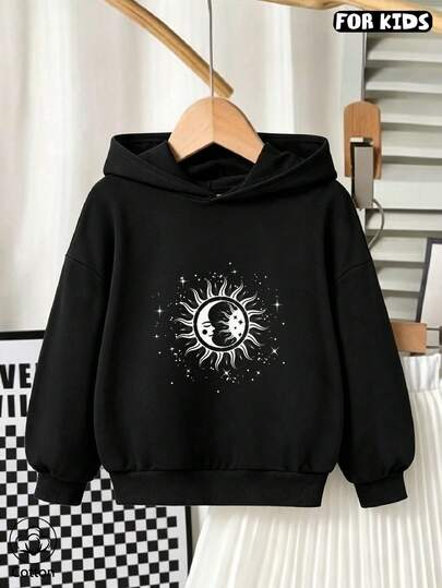 Girls Hooded Sweatshirt, Autumn Winter Cotton Top, Girls Winter Clothing, Long Sleeve Top, Girls Street Style Outfit