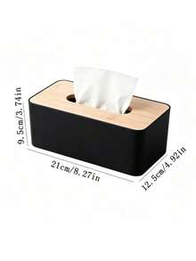 1PC Minimalist Wooden Lid Plastic Tissue Box, Black And White Dual Color Options, Home Dining Table, Office, Hotel Guest Room, Restaurant Tabletop Tissue Box Decor, Bathroom, Vanity, Living Room, Car, Kitchen Essentials, Wedding, Bathroom, Vanity, Back To School, Halloween, Christmas Home Decor. - Multicolor - View 3