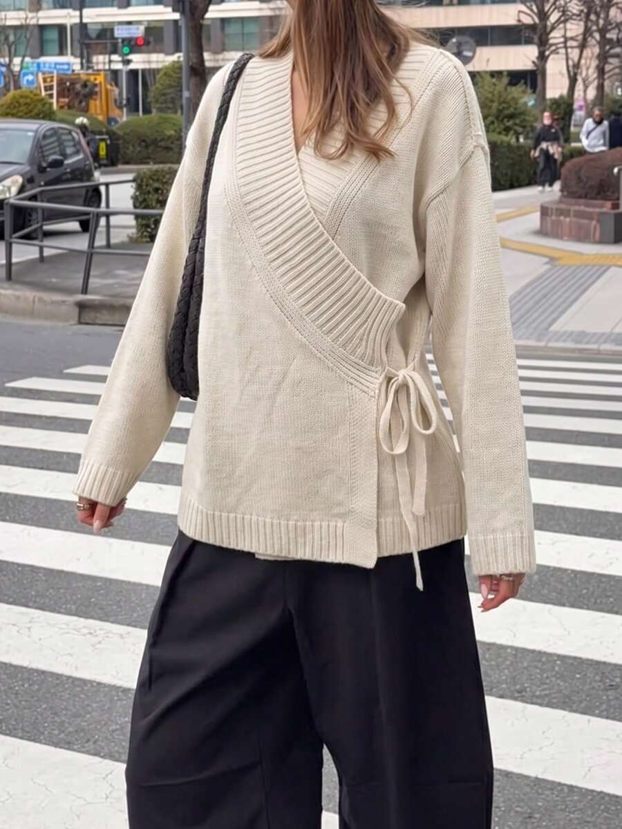 Women's Autumn Fashion Street Style Apricot Long Sleeve Cardigan Sweater - Apricot - View 1