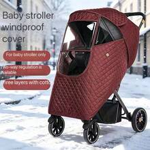 Baby Stroller Winter Snow & Rain Cover, Windproof & Warm Stroller Rain Cover, 3-Layer Thickened Protection Against Cold Air, Essential For Newborn Boys - Multicolor - View 2