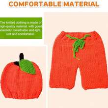 Newborn Photography Fashion Cute Halloween Pumpkins Hat Crochet Knitted Photography Outfit Set - Multicolor - View 8