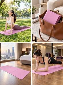 Foldable Yoga Mat Non-Slip Fitness Mat Home Quiet Exercise Mat For Women And Beginners For Home Outdoor Stretching Yoga Pilates Plank Gymnastics Workout Exercise For Dance Training Home Gym Weight Loss Travel Essential Accessories Workout Equipment - Multicolor - View 7
