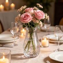 1/2/8/10pcs Elegant Minimalist Design Suitable For Wedding Home Desktop Windowsill And Restaurant Decoration High And Low Stem Multi-Pack Suitable For Flower Arrangement Centerpiece Daily Use Contemporary Geometric Pattern Clear Plastic Vase Living Room Home Decor Vase Dining Table Vase Christmas Decoration Vase - View 1
