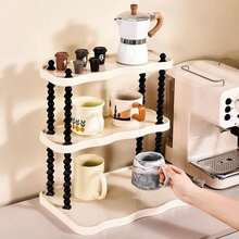 1pc Multi-Functional Storage Rack, Exquisite Double/Triple Layer Design, Bathroom Cosmetic Organizer Rack/Cosmetic Storage Rack, Bathroom Accessories Cosmetic Rack, Kitchen Desktop Cup Holder, Room Decor Furniture Jewelry Storage Rack - Beige - View 9