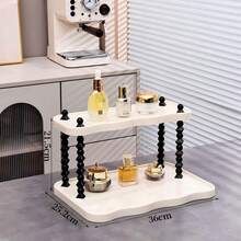 1pc Multi-Functional Storage Rack, Exquisite Double/Triple Layer Design, Bathroom Cosmetic Organizer Rack/Cosmetic Storage Rack, Bathroom Accessories Cosmetic Rack, Kitchen Desktop Cup Holder, Room Decor Furniture Jewelry Storage Rack - Beige - View 11