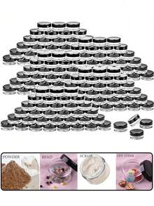 50/5 Packs 5g Empty Cosmetic Sample Jars, Transparent Plastic With Lid Containers, Suitable For Face Cream, Lotion, Beads, Eyeshadow And Rhinestones, Portable Travel Storage Jars - Black - View 4