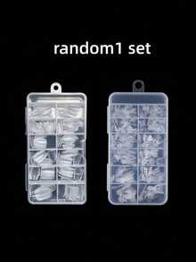 240 buah Cetakan Ganda Ekstensi Kuku Gaya Sandwich, Dengan Ujung Kuku Kristal Berlian Imitasi Pendek Bentuk Almond Lengkung Bagian Dalam, Cetakan Kuku Dua Lapis, Kira-kira 220 buah - Clear - View 10