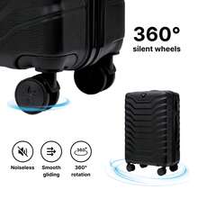 W WINGS Travel Luggage Set 4 Pcs | Vanity Case, Cabin, Medium And Large Suitcases With Spinner Wheels And Telescopic Handle - Black - View 8