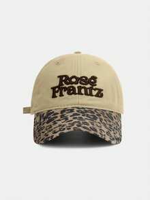 1pc Men's Leopard Print Baseball Cap, Vintage Washed Embroidered Soft Top Hat, Casual Adjustable Fashion Trucker Cap, Y2K Street Style Sun Hat - Vertical Letter Double Embroidery - View 3