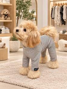 1pc Striped Four-Legged Pet Outfit – A Cozy, Stylish, And Fun Dog Perfect For Autumn; Crafted From Soft, Durable Fabric And Designed Specifically For Your Beloved Pet. - Grey - View 3