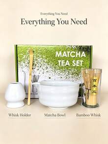 5pcs Matcha Whisk Set, Ceramic Matcha Set Includes White Matcha Bowl, Matcha Whisk (Chasen) And Holder, Tea Sifter, Bamboo Tea Scoop, Suitable For Matcha Lovers, Home Use - White - View 6