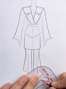 1pc Fashion Design Ruler, Clothing Design Human Body Template Ruler, Design Specialized Tool, Women's Wear Design Dynamic Human Body Ruler, Sketch Model Effect Template, Creative Transparent Acrylic Ruler, Paired With Minimalist Scale Plastic Drafting Ruler - Single Piece - View 3
