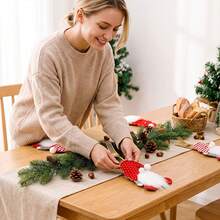 1/3/6pcs Holiday Christmas Tableware Holder - Santa Claus And Gnome Design Fabric Tableware Organizer With Heart Accents, Red And White Stripes And Polka Dot Patterns, For Holiday Dinner Decoration, Christmas Table Decor, Tableware Not Included - Multiple Styles - View 3