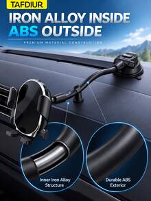TAFDIUR 1pc ABS+Iron Alloy Material Gooseneck Flexible Suction Cup Car Phone Holder, Suitable For Dashboard Adsorption Installation, Freely Bendable, Stable And Shake-Free, Applicable For Driver Navigation/Music/Phone Calls And Other Scenarios - Multicolor - View 3