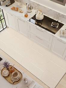 1 buah Karpet Panjang Berpola Geometris Warna Beige, Keset Dapur, Keset Pintu, Serbaguna untuk Kamar Mandi/Dapur/Luar Ruangan/Lorong/Kamar Tidur/Ruang Tamu, Dapat Dicuci dengan Mesin, Mudah Dibersihkan, Karpet Anti Selip, Dekorasi Rumah Musim Gugur untuk Kamar Tidur, Dekorasi Natal Musim Gugur/Musim Dingin - MultiWarna - View 4