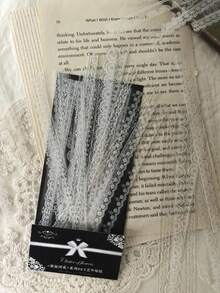 1 Pack 30 Sheets PET White Lace Strip Collage Decorative Journal Retro Flower Decorative Stickers - One Size - View 4