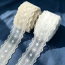 1/5碼蕾絲，適用於縫製蕾絲緞帶、網格刺繡蕾絲飾邊、DIY配件、家用紡織品、頭飾與手工配件，亦適用於DIY衣物與洋裝縫製 - 多色H - 查看 1