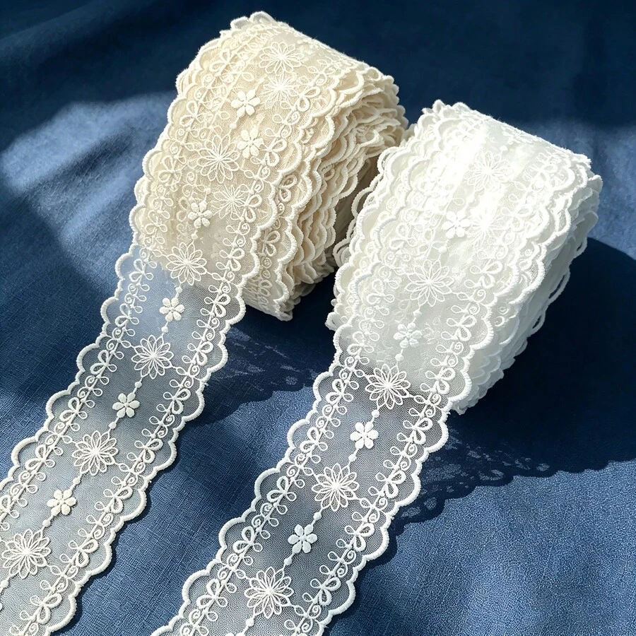 1/5碼蕾絲,適用於縫製蕾絲緞帶、網格刺繡蕾絲飾邊、DIY配件、家用紡織品、頭飾與手工配件,亦適用於DIY衣物與洋裝縫製 - 多色H - 查看 1