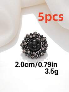 5pcs Luxury Round Pearl Rhinestone Inlaid Zinc Alloy Buttons, Decorative Sewing Fasteners For Suit, Overcoat, Garment DIY Decoration - Multicolor - View 22