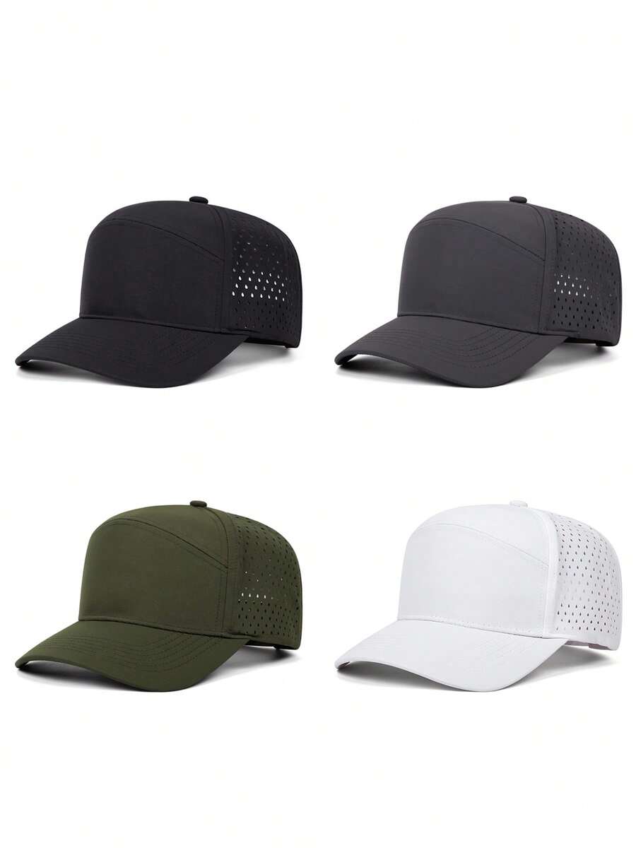 1pc Fashion Hollow Baseball Cap, Street Style Hip Hop Skateboard Hat, Outdoor Adjustable Decorative Sun Hat, Unisex Breathable Mesh Cap - Drip Hole - View 1