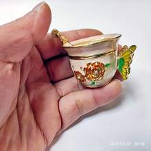 1pc Exquisite Mini Coffee Cup Shaped Jewelry Box, Ring Box & Accessory Storage Box For Rings And Earrings, Cute Desktop Decor Ornament Gift, Small Keepsake Organizer Box Suitable For Vanity Drawer Travel, Portable Jewelry Box For Women, Teens And Adults - Multicolor - View 7