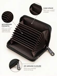 2/1 buah Dompet Kartu Kulit Imitasi Ultra Tipis dengan Kantong Koin Berresleting, Tempat Kartu Minimalis dan Ringkas, Unisex, Cocok untuk Perjalanan, Kerja, dan Penggunaan Sehari-hari/Set - MultiWarna - View 3