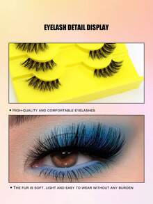 10 Pairs Fish Tail Cross 3D Invisible Stem Eye Tail Enlarged Big Eye Thick Eyelashes, Fluffy Curly Soft Lightweight Faux Mink Hair For Daily, Date, Party And Other Makeup Occasions - Black - View 3