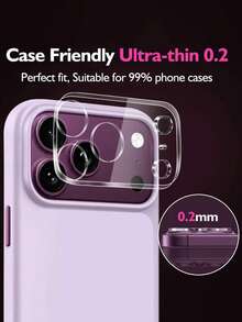 2Pcs Clear Transparent HD AR Anti-Reflection Anti-Scratch Drop-Proof Fingerprint-Resistant 9H Tempered Glass Separate Independent Lens Protective Film With Positioning Install Tool For IPhone18Promax 18Pro/17/16/15/14/13/12/11 Easy Install For Beginners No Case Interference No Impact On Photo Quality Must-Have Digital Accessories For New Phones - Clear - View 4