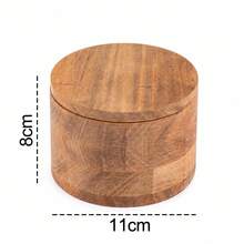 Acacia Wood Salt Pepper Box Dual Compartment With Swivel Lid - Brown - View 3