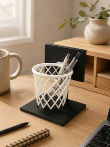 1pc Basketball Hoop Shaped Pen Holder, Creative PLA Desk Organizer With Mini Basketball Backboard & Net Design, Fun Decorative Pencil Cup For Pens, Pencils & Office Supplies, Unique Desk Decor Gift For Basketball Fans, Students And Sports Lovers - Multicolor - View 8