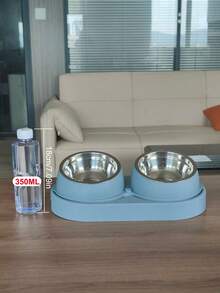 Double-Layer Pet Water Bowl, Cat And Dog Food Bowl, Two-In-One Stainless Steel Bowl, Anti-Tipping, Detachable For Easy Cleaning, Space-Saving Double-Layer Feeding Station, Suitable For Medium-Sized Pets, Sturdy Base And Rims, Stylish And Hygienic Pet Feeder. - Multicolor - View 4
