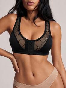 Women's Shiny Fabric Comfortable Underwear - Black - View 3
