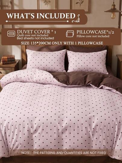 2/3pcs Pink Polka Dot Duvet Cover Set, Bedding, Comfortable & Breathable, Soft & Cozy, Anti-Pilling, Machine Washable, Room Decor, Bedroom Decor, Dorm, All Seasons, Suitable For Single/Double/Queen/King Size Bed, Autumn Home Decor, Duvet Insert Not Included