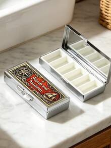 "Poisons And Antidotes" Printed Pill Box, Vintage European Style Pill Dispenser, Portable Pill Dispenser, Precise 1-2 Pill Dispenser, Convenient Medication Storage Box, Easy-To-Use Design, Plastic Material, Portable Travel Pill Box, Dispensing Box, Large Capacity Medication Box, Christmas Gift, Gift For Friends - Multicolor - View 6