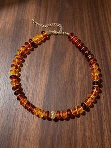 1pc Fashionable Vintage Bohemian Style Beaded Necklace, Suitable For Women's Daily Wear - Multicolor - View 3