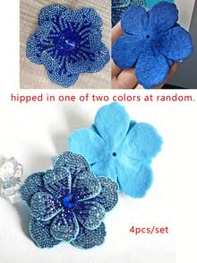 1pc Rhinestone Embellished Double Layer 5-Petal Flower Applique, Hand-Sewn DIY Clothing Trim Accessory, Suitable For Shoes, Hats, Bags, Hair Accessories - Multicolor - View 32