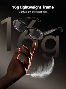Blue Light Blocking Glasses With Rhinestone Decorated Frame, Designed To Filter Blue Light From Screens, Comes With Glasses Case, Suitable For Office, Study Or Fashion Styling - Glasses [Rhinestone Decorated Frames] - View 8