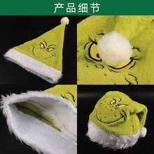 The Grinch 1pc Plush Embroidered Christmas Hat Green Monster Cartoon Xmas Hat - Style-a - View 3