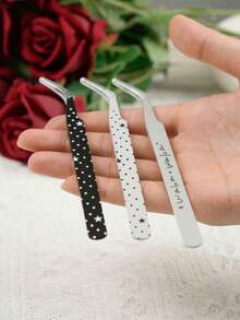 1pc Random Korean-Style Eyelash Tweezers - Cute Scenic Sticker Tool,Angled-Tip Tweezers - Multicolor - View 8