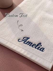 Personalized Embroidered Face Towel, Personalized Embroidered Face Cloth With Multi-Color Embroidered Name, Suitable For Pajama Party, Bathroom, SPA, Bridesmaid Gift, Wedding Gift, Love Gift, Party Favor, Hotel Customization, Soft And Absorbent Face Towel For Friends - Multicolor - View 7
