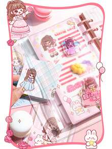 1 Cute Waterproof Cover Material Notebook, Highly Attractive Girls Loose-Leaf Planner, Detachable Loose-Leaf Design, Portable Notepad, Spiral-Bound Detachable Notebook, Girly Style Planner (Random Color Shipped) - 1 Set - View 5