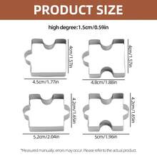4Pcs Christmas Puzzle Shaped Cookie Cutters Set, Stainless Steel Interlocking Biscuit Molds For Xmas Party DIY Baking Fondant Fruit Chocolate Cake Decorating And Clay Craft Making - View 5