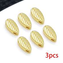 3pcs 18K Gold Plated Leaf Spacer Beads Textured Leaf Beads For DIY Bracelet Necklace Earrings Handmade Jewelry Making Craft Accessories - Multicolor - View 8