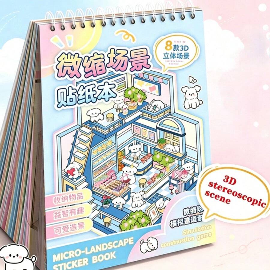 1 buah Buku Stiker Lanskap Mikro 3D, Stiker Scrapbook Kreatif Buatan Tangan untuk Membuat Adegan DIY, Dilengkapi dengan Pinset, Cocok untuk Scrapbooking, Dekorasi Perencana, Pembuatan Adegan DIY di Meja, Hadiah Luar Biasa untuk Pecinta Kerajinan Tangan - MultiWarna - View 1