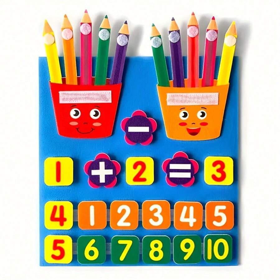 1pc Preschool Educational Toy, Felt Finger Number Math Toy, Counting Early Learning Toy, Promotes Intellectual Development, Halloween, Christmas And Thanksgiving Gift (Random Color) - A - View 1
