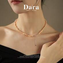 DARA Kalung Mutiara Air Tawar Perak S925 3-4mm Bentuk Kelopak Mutiara Gaya Kreatif, Cocok untuk Pesta Malam Hari - daun bunga - View 4