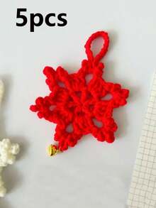 5pcs Handmade Crochet Snowflake Ornaments, Christmas Tree Decorations, Christmas Theme Hanging Decor, Holiday Home Decor, Car Hanging Accessories, Mini Christmas Decorations, Mini Pendants - Multicolor - View 16