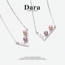DARA S925 Sterling Silver Freshwater Pearl Necklace 4-5mm Colorful Beads Letter F Creative Versatile Gift Party Accessory - Letter F - View 6