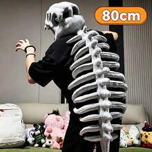 1 قطعة طقم تنكري ديناصور، تصميم هيكل عظمي ديناصور واقعي، عصابة رأس جمجمة العمود الفقري من الفرو الناعم، مناسب للهالوين والكريسماس، غير كهربائي، هدية مثالية - متعدد الألوان - مشاهدة 18