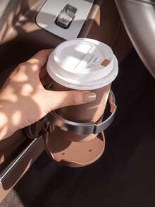 2-In-1 Foldable Car Cup Holder, ABS Material Car Drink & Phone Holder With Shock-Absorbing Foam Base, Car Interior Storage Organizer Accessory, Suitable For Water Bottles And Coffee Cups - Car Door Cup Holder - View 2